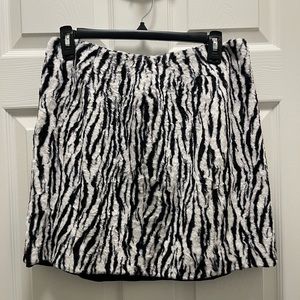 Zebra print fur skirt